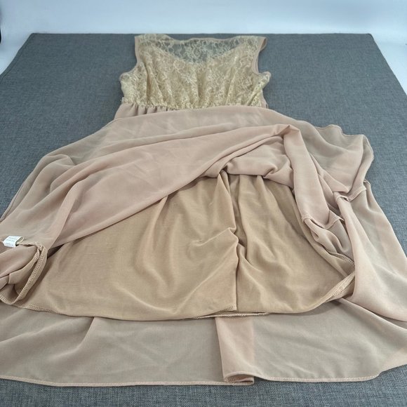 The Hanger Chiffon Dress Sleeveless High & Low Lined Large Juniors Lace Pleated - Picture 14 of 15